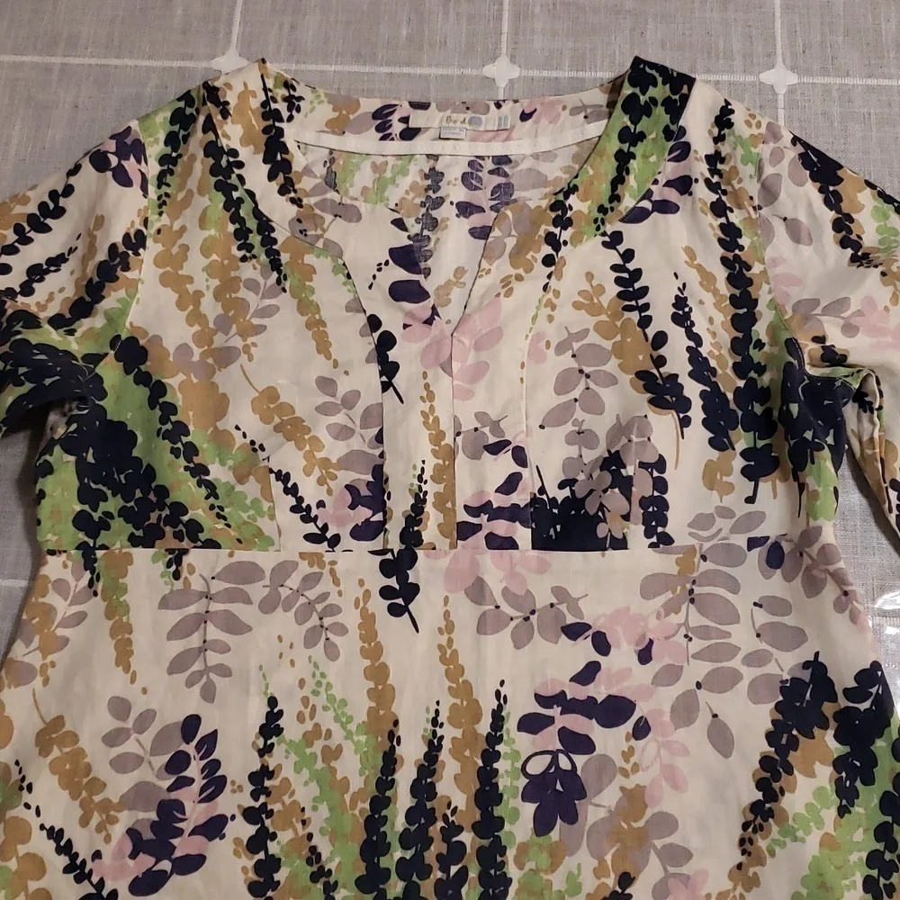 BODEN Leaf Floral 100 % Linen Dress, Size 10R